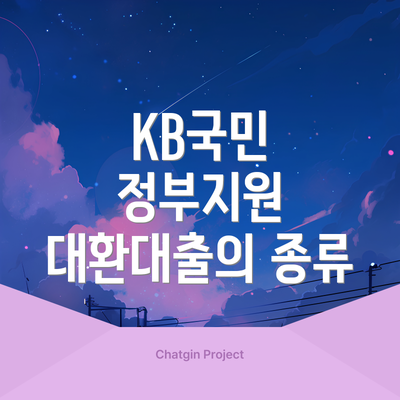 KB국민 정부지원 대환대출의 종류