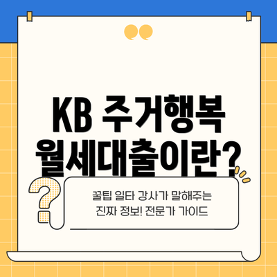KB 주거행복 월세대출이란?