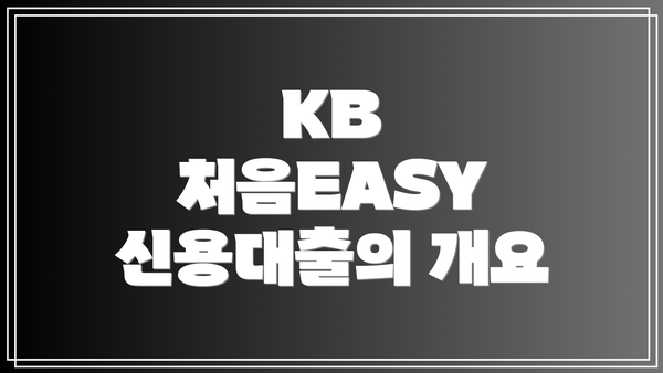 KB 처음EASY 신용대출의 개요