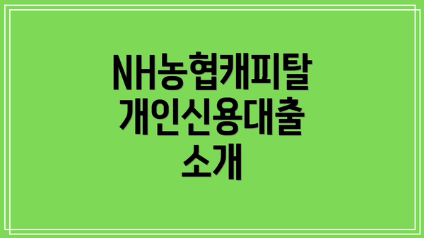NH농협캐피탈 개인신용대출 소개