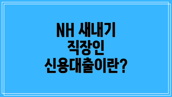 NH 새내기 직장인 신용대출이란?