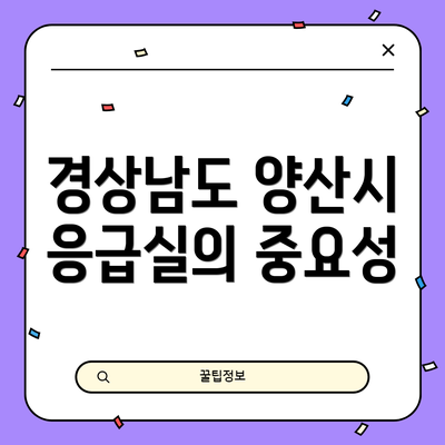 경상남도 양산시 응급실의 중요성