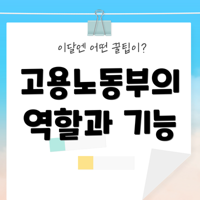 고용노동부의 역할과 기능