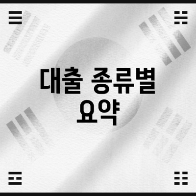 대출 종류별 요약