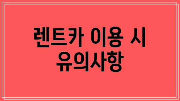 렌트카 이용 시 유의사항