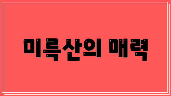 미륵산의 매력