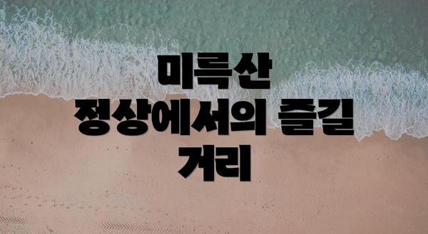 미륵산 정상에서의 즐길 거리