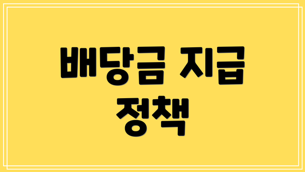 배당금 지급 정책