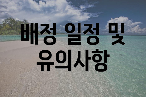 배정 일정 및 유의사항
