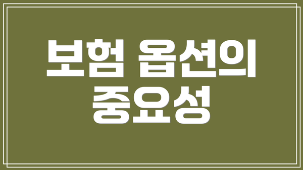 보험 옵션의 중요성