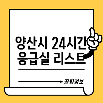 양산시 24시간 응급실 리스트