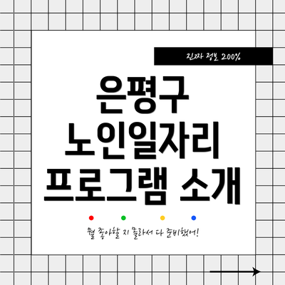 은평구 노인일자리 프로그램 소개