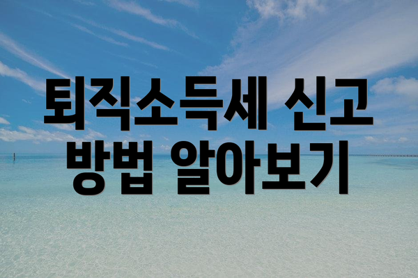 퇴직소득세 신고 방법 알아보기