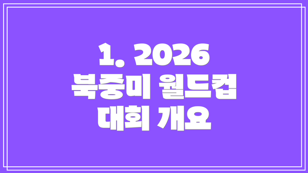 1. 2026 북중미 월드컵 대회 개요