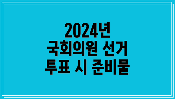 2024년 국회의원 선거 투표 시 준비물