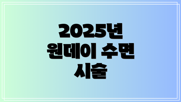2025년 원데이 수면 시술