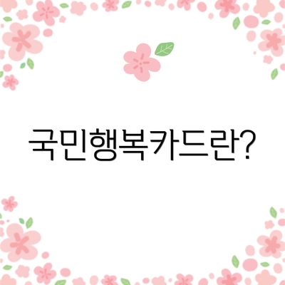 국민행복카드란?