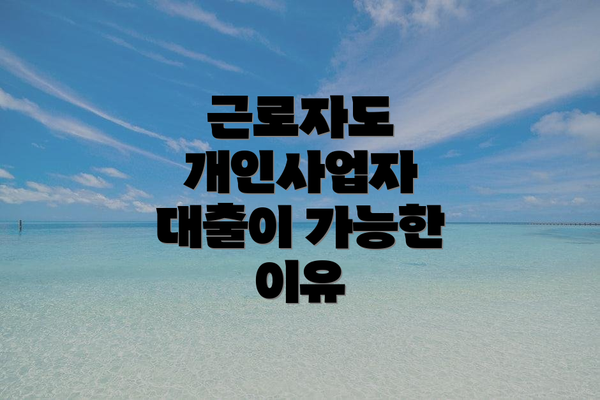 근로자도 개인사업자 대출이 가능한 이유