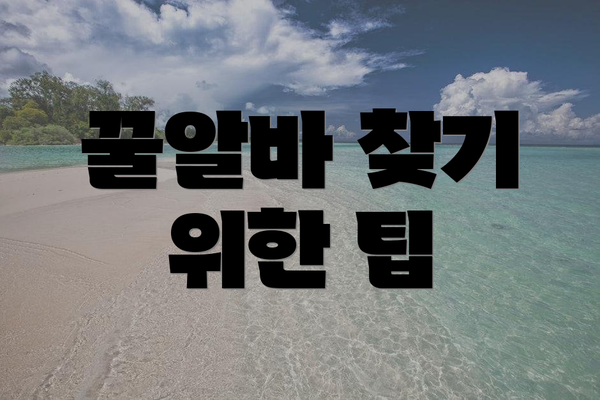 꿀알바 찾기 위한 팁