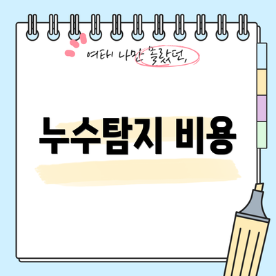 누수탐지 비용