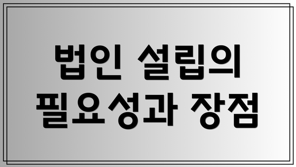 법인 설립의 필요성과 장점