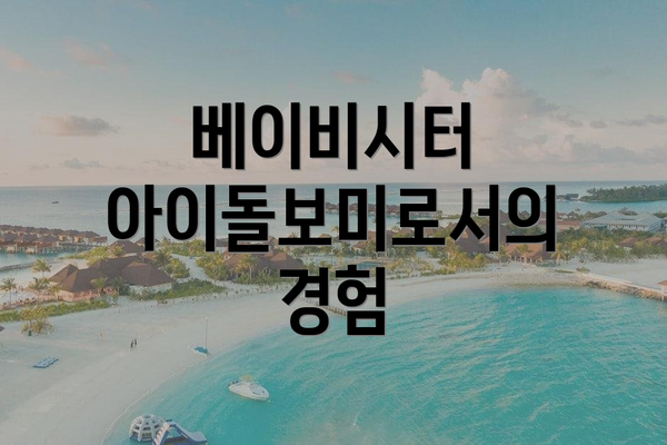 베이비시터 아이돌보미로서의 경험