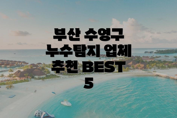 부산 수영구 누수탐지 업체 추천 BEST 5