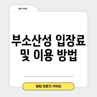 부소산성 입장료 및 이용 방법