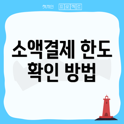 소액결제 한도 확인 방법