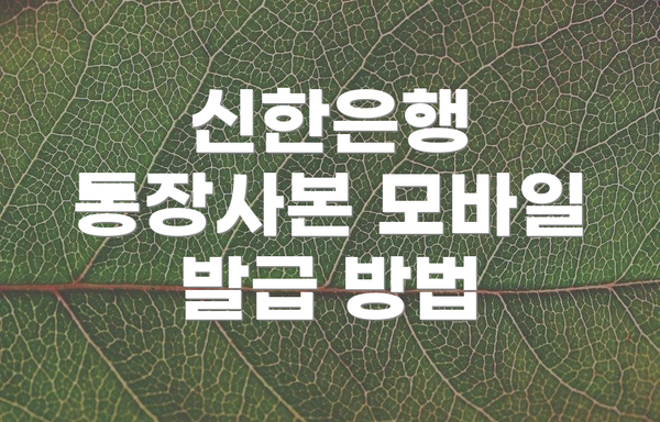 신한은행 통장사본 모바일 발급 방법