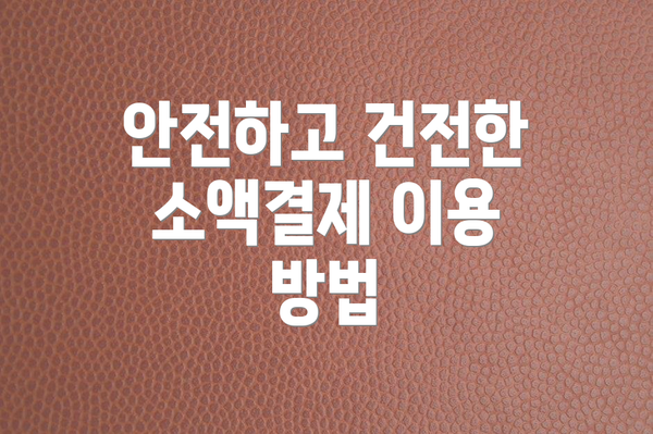 안전하고 건전한 소액결제 이용 방법