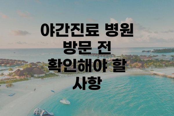 야간진료 병원 방문 전 확인해야 할 사항