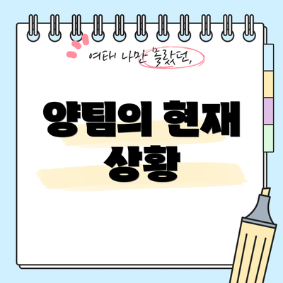 양팀의 현재 상황