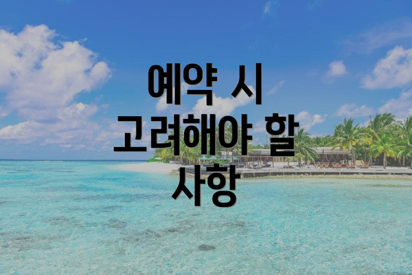 예약 시 고려해야 할 사항