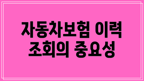자동차보험 이력 조회의 중요성