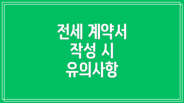 전세 계약서 작성 시 유의사항