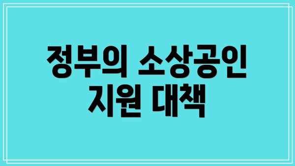 정부의 소상공인 지원 대책