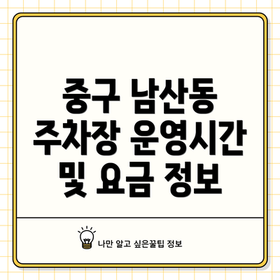 중구 남산동 주차장 운영시간 및 요금 정보