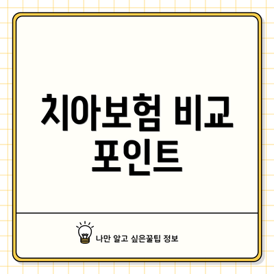 치아보험 비교 포인트