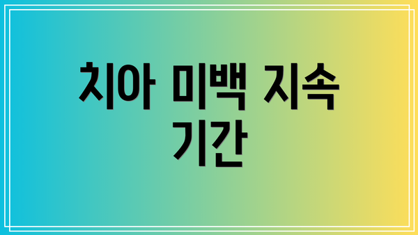 치아 미백 지속 기간