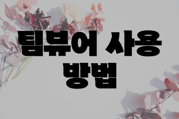 팀뷰어 사용 방법