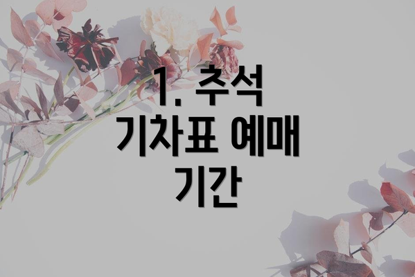 1. 추석 기차표 예매 기간