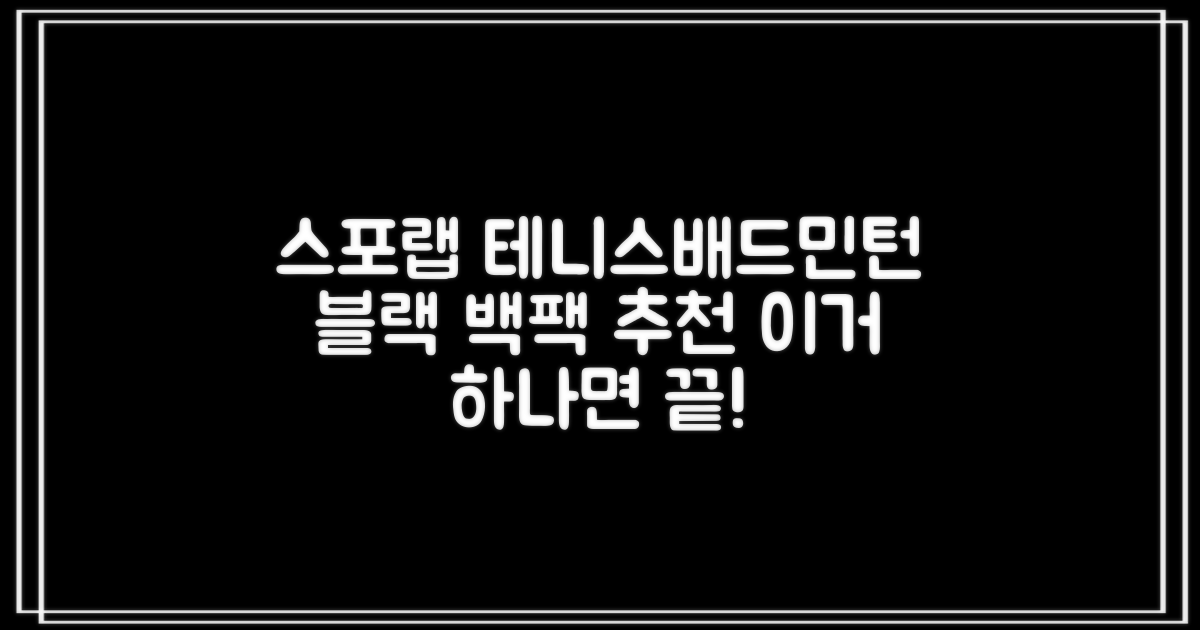 스포랩 테니스 가방 배드민턴 백팩, 블랙, 1개 추천 리뷰